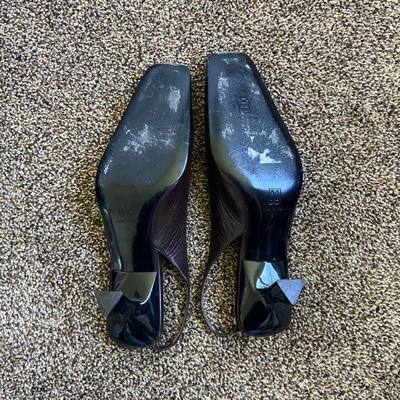 Vintage Bruno Magli Square Toe Slingback Heels Size 9 Brown/Black - Picture 7 of 9
